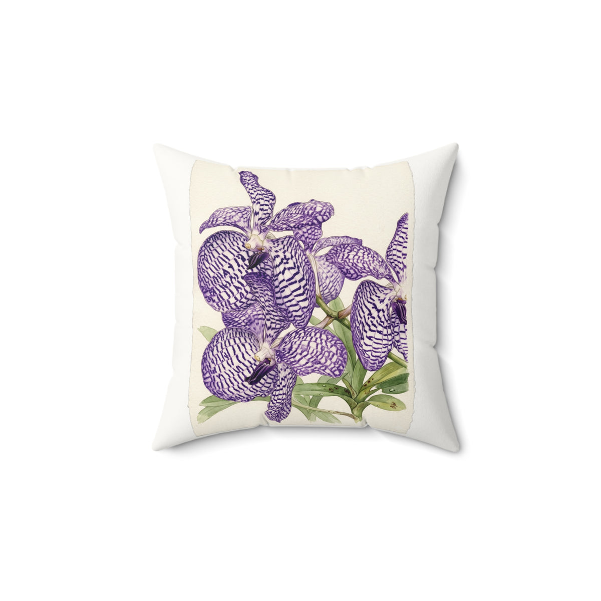 Vanda coerulea Purple Orchid Illustration Pillow | Floral Botanical Throw Pillow