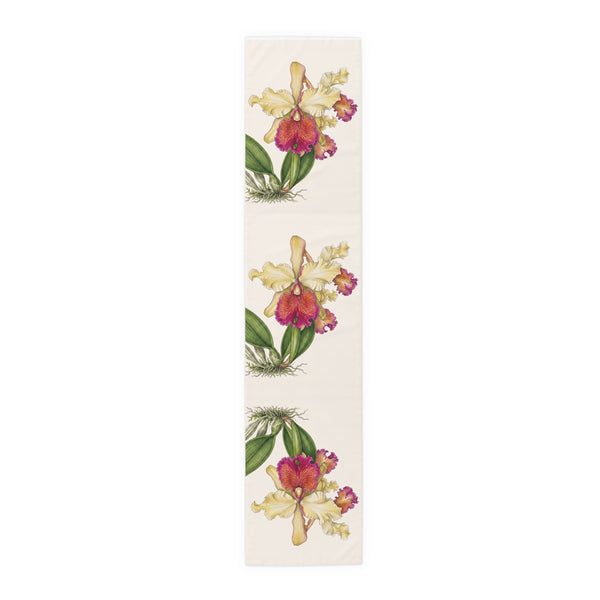 Vintage Orchid Illustration Table Runner | Floral Dining Decor