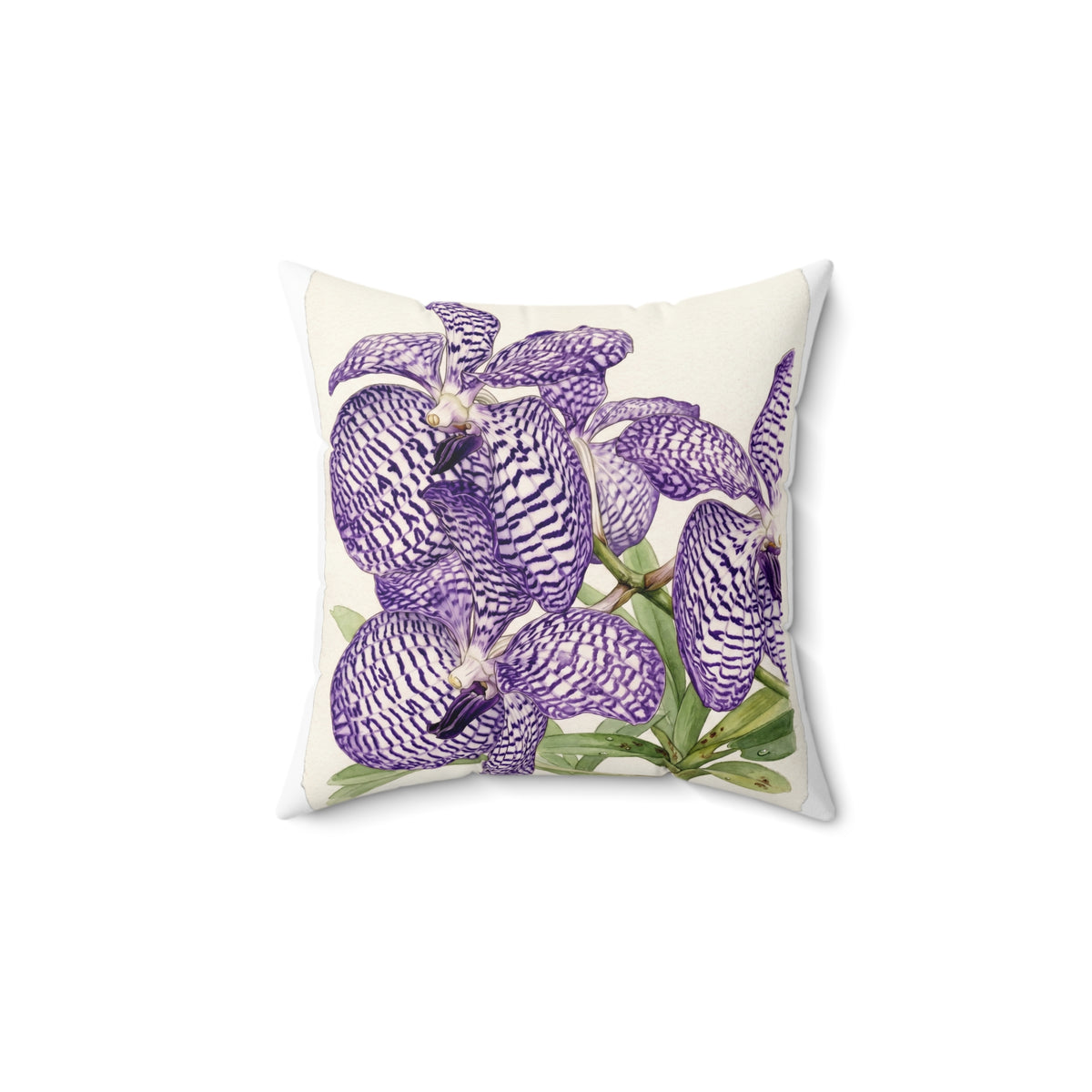Vanda coerulea Purple Vanda Orchid Pillow | Square Decorative Pillow, Floral Home Decor