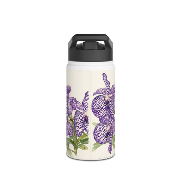 Vanda coerulea Purple Iris Illustration Stainless Steel Water Bottle | Floral Vanda Orchid
