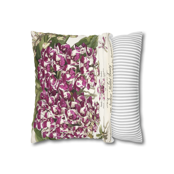 Rhynchostylis gigantea Vintage Orchid Botanical Square Pillowcase | Purple Floral Pillow