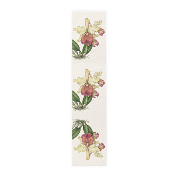 Vintage Orchid Illustration Table Runner | Floral Dining Decor