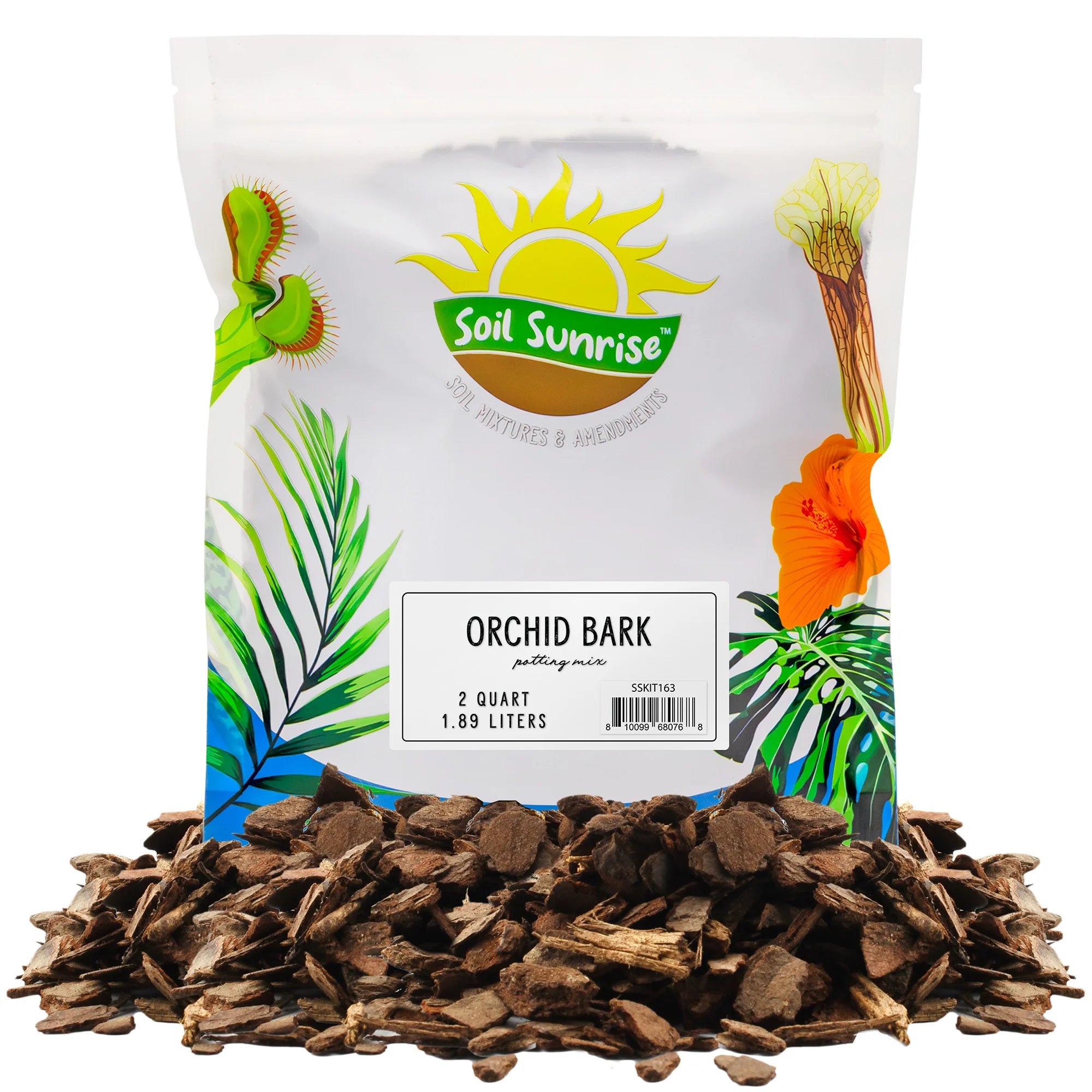 100% Organic Orchid Potting Bark (2 Quarts), All-Natural Usa-Sourced Pine Bark Orchid Mix Additive