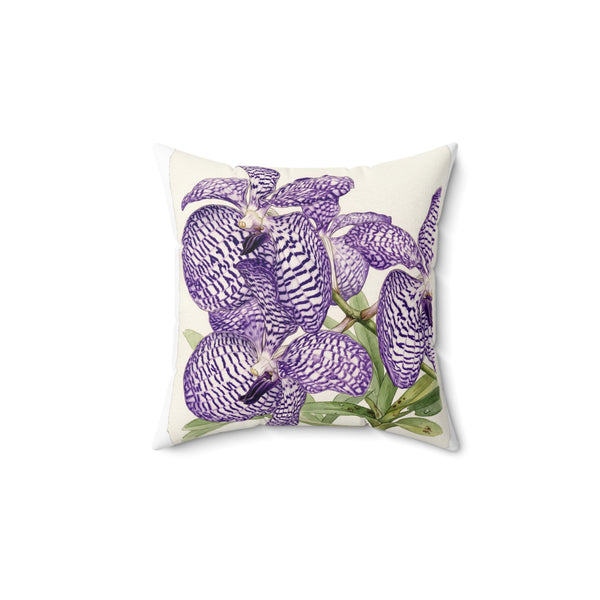 Vanda coerulea Purple Vanda Orchid Pillow | Square Decorative Pillow, Floral Home Decor