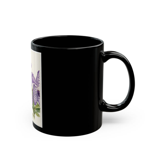 Vanda coerulea Purple Orchid Illustration Mug | Black Ceramic 11oz 15oz