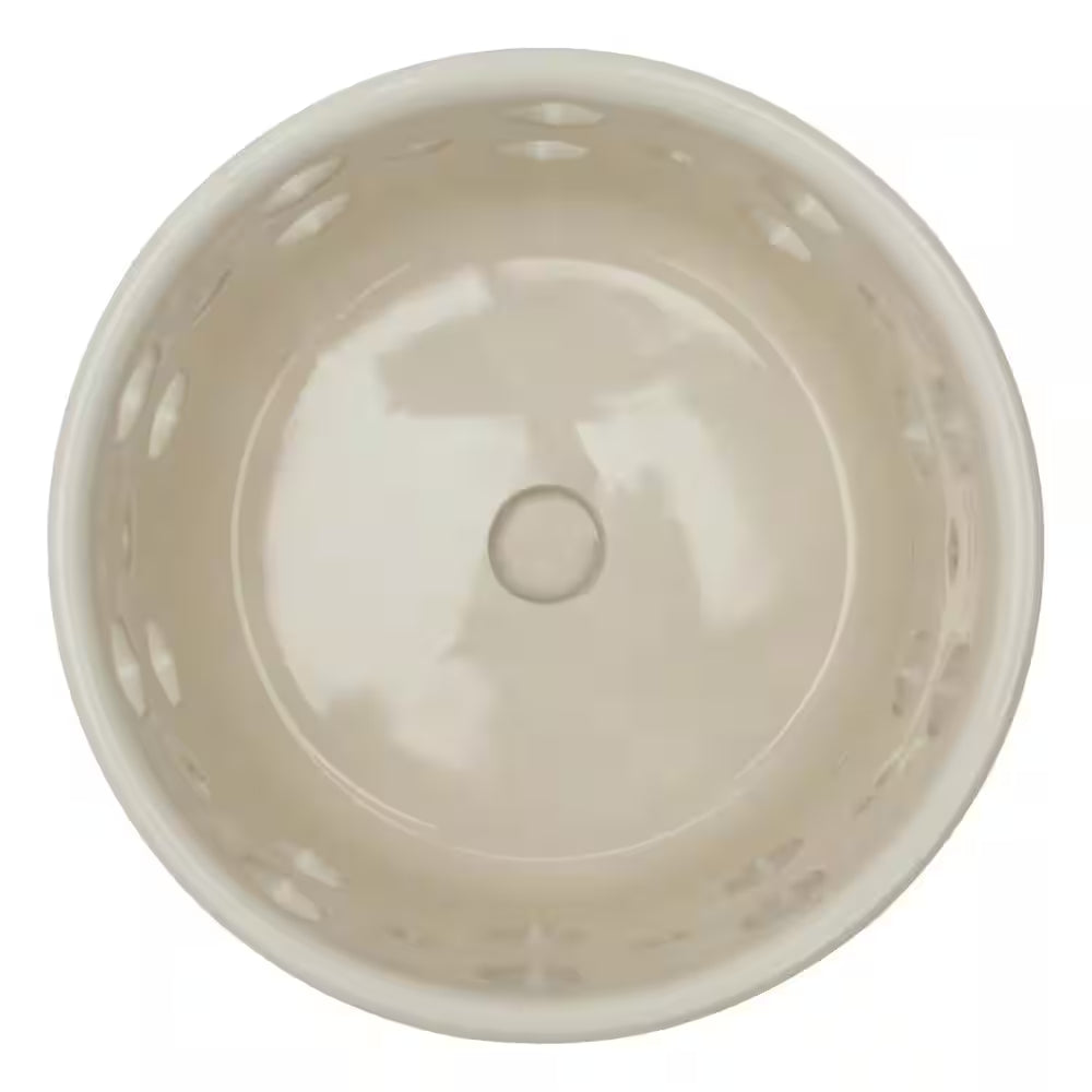 Dixie Small White Ceramic round Orchid Planter with Drainage Holes and Attached Saucer (5 In. L X 5 In. W X 5 In. H)