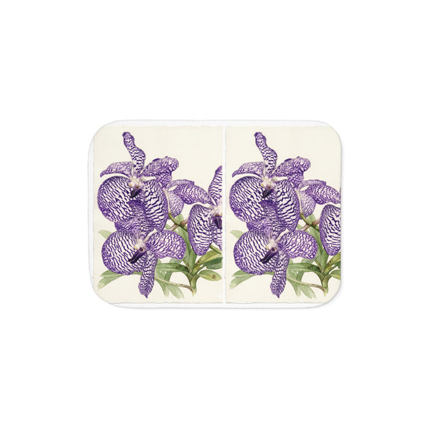 Purple Iris Floral Sherpa Blanket | Botanical Flower Throw