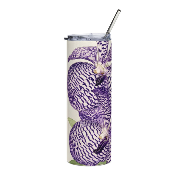 Purple Vanda Orchid Stainless Steel Tumbler | 20oz Floral Skinny Tumbler