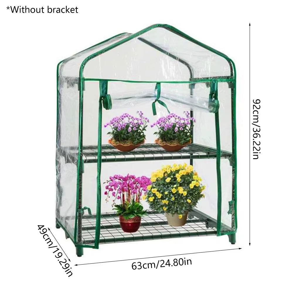 Walk-In Greenhouse Cover Waterproof PE Greenhouse Replacement Cover with Roll-Up Zipper Door Uv-Resistant Small Warm House