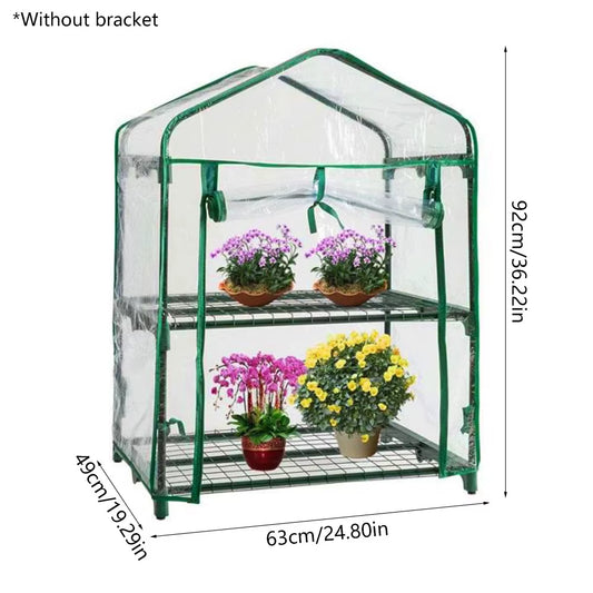 Walk-In Greenhouse Cover Waterproof PE Greenhouse Replacement Cover with Roll-Up Zipper Door Uv-Resistant Small Warm House