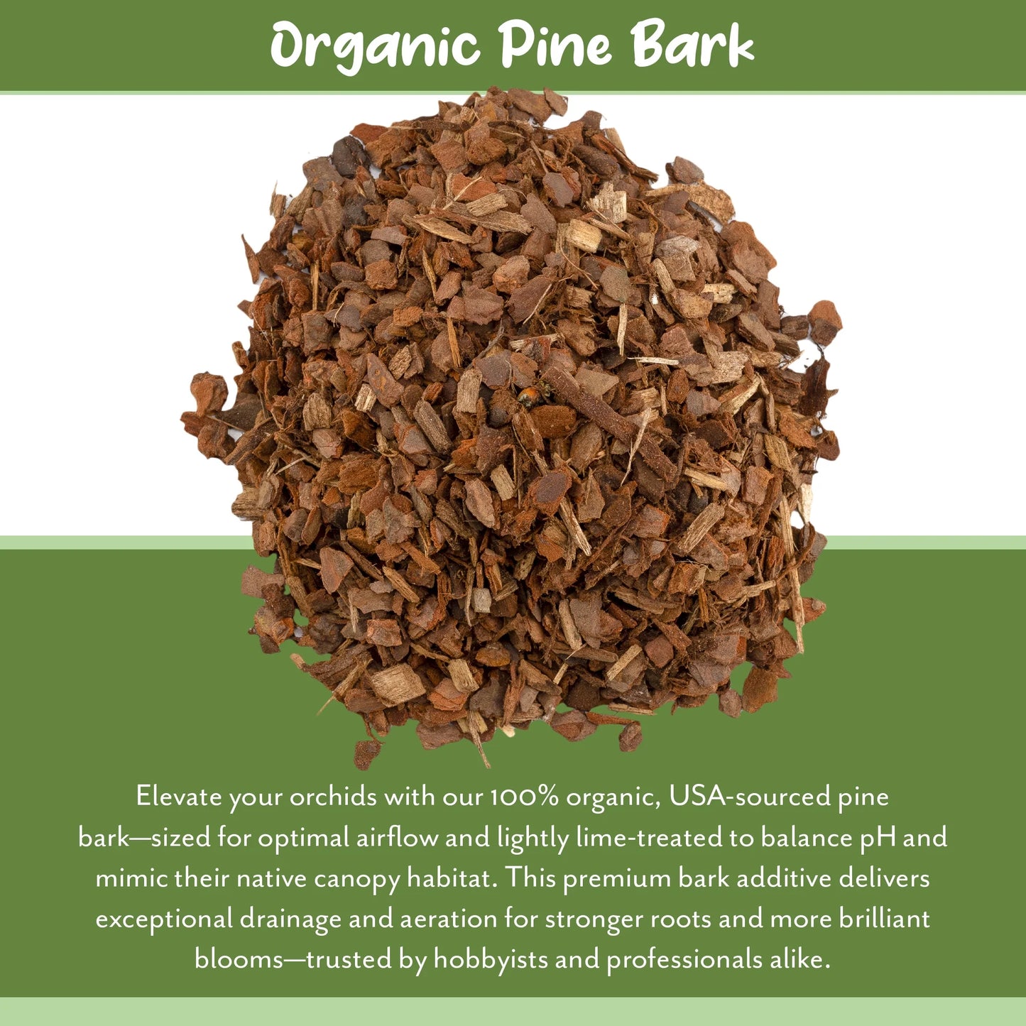 100% Organic Orchid Potting Bark (2 Quarts), All-Natural Usa-Sourced Pine Bark Orchid Mix Additive