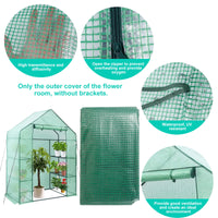 Walk-In Greenhouse Cover Waterproof PE Greenhouse Replacement Cover with Roll-Up Zipper Door Uv-Resistant Small Warm House