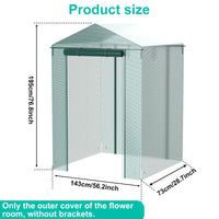Walk-In Greenhouse Cover Waterproof PE Greenhouse Replacement Cover with Roll-Up Zipper Door Uv-Resistant Small Warm House