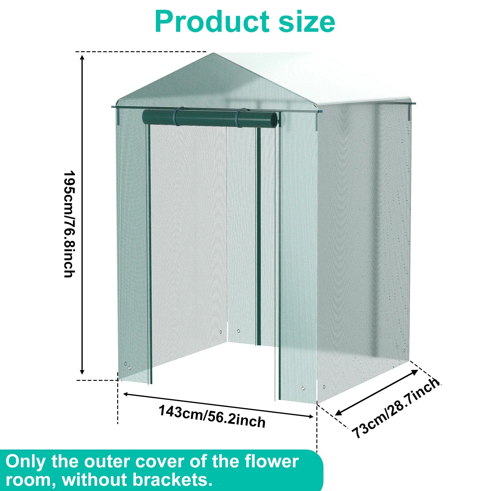 Walk-In Greenhouse Cover Waterproof PE Greenhouse Replacement Cover with Roll-Up Zipper Door Uv-Resistant Small Warm House